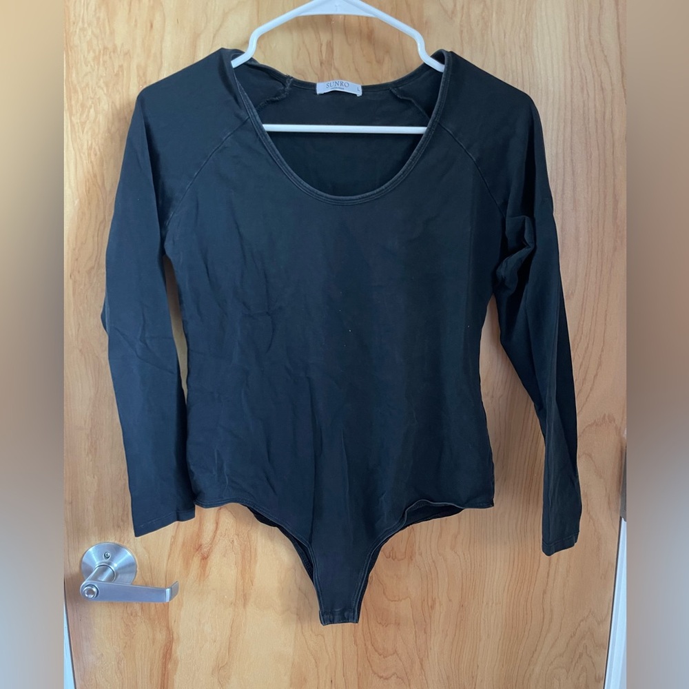 Simple black long sleeve body suit